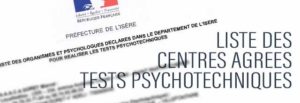 Liste des centres agréés pour la réalisation des tests psychotechniques dans le cadre du permis de conduire